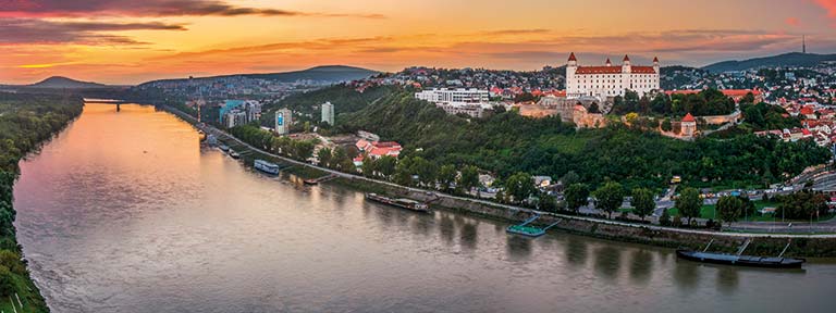 The Danube flows through Bratislava
